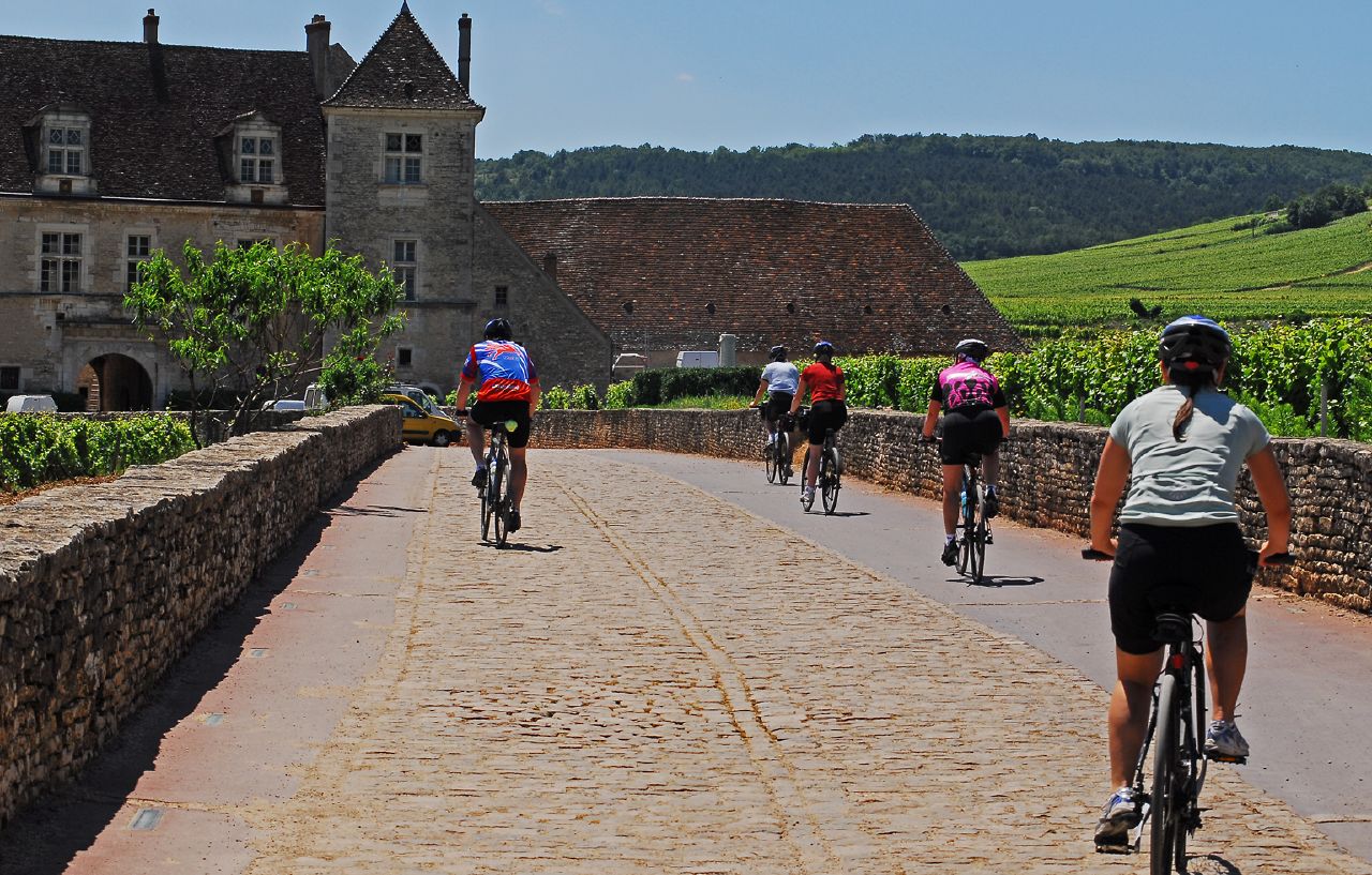 Cycling into Nuits St George in Burgundy 