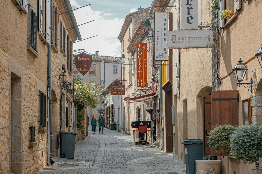 The medieval streets of Carcassonne in France