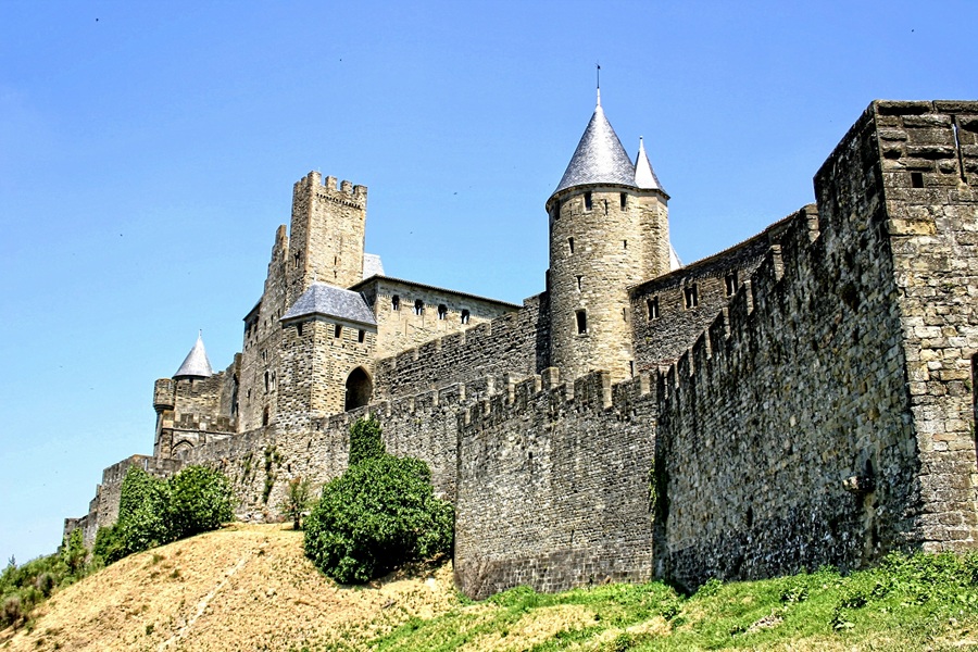 The fortified walls of Carcassonne, southwest France