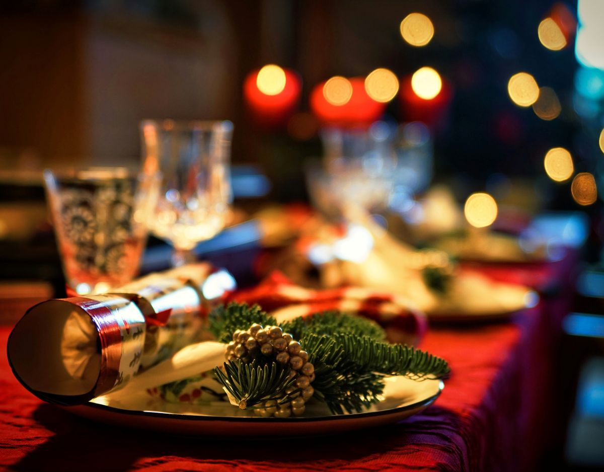Christmas table setting close up