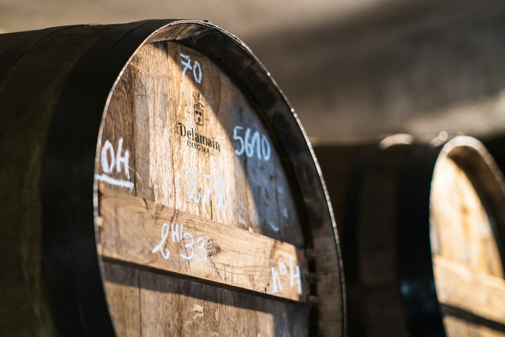 Barrels of Cognac in a cave