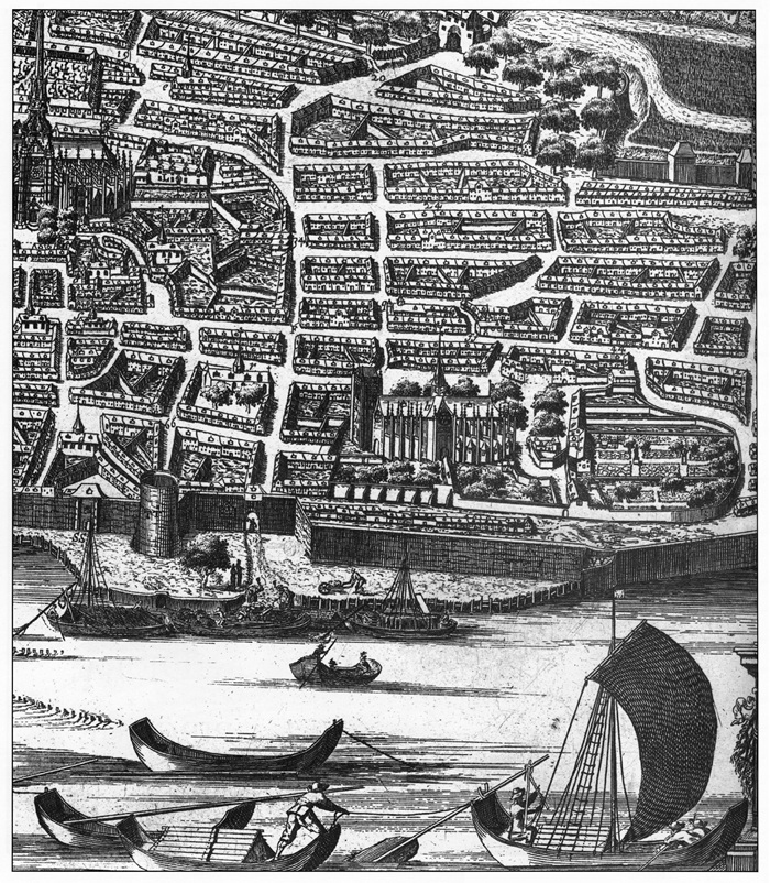 an illustration of the river Loire in France with its traditional flat bottomed boats