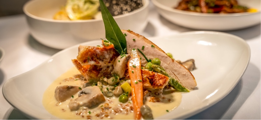 Fine dining in a French restaurant