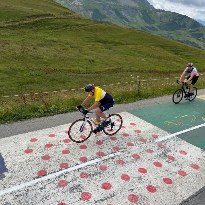 cyclist in the mountains alps